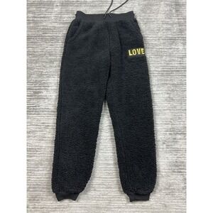 No Boundaries Pants Juniors Small Black Plush Jogger 100% Polyester‎